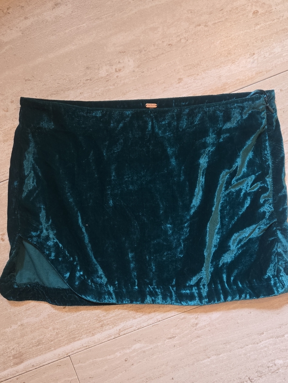 Free People Annalise Green Velvet Mini Skirt